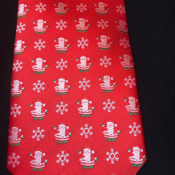 Hisdern Necktie Red With Santa Snowflake Holiday - Picture 5 of 6